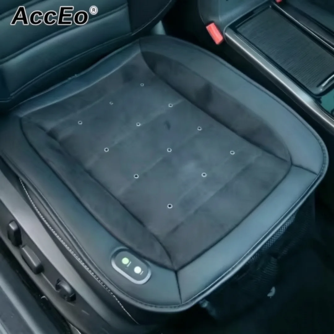 acceoカーシート換気クッションユニバーサル12v-24v冷却シートパッド、メッシュサマーオートシートカバー（車、トラック、suv用）ブラック