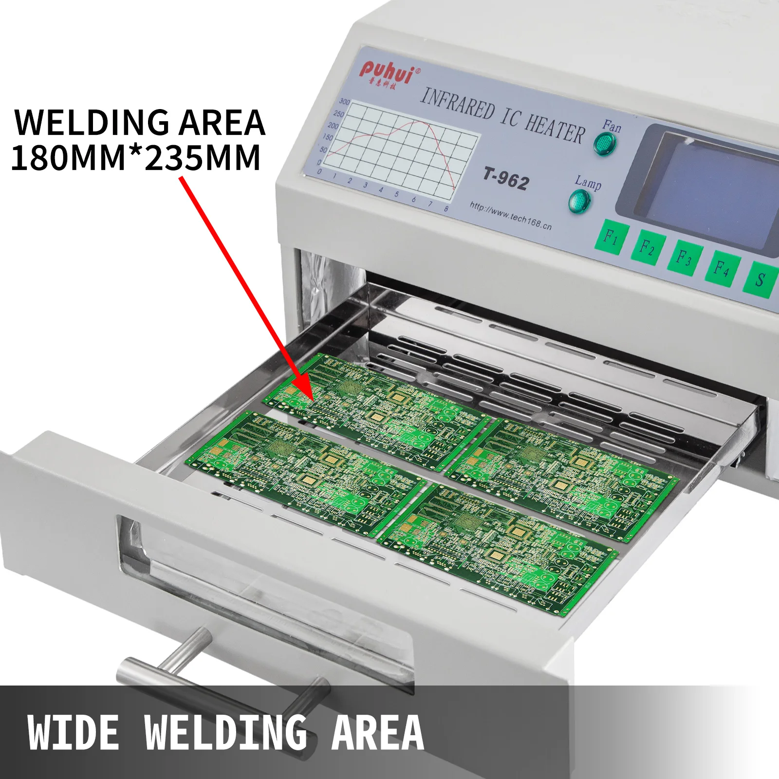 VEVOR T962 Desktop Reflow forno saldatrice 800W infrarossi IC riscaldatore saldatura PCB Board BGA SMD SMT stazione di rilavorazione 180x235mm
