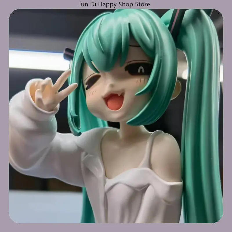 

12cm Miku Short-Sleeved Pajamas With Ears Sitting Pose Anime Figure Model Statue Collection Desktop Decoration Ornament Toy