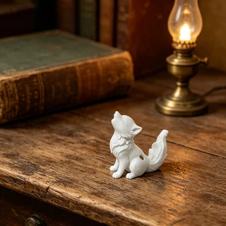 A Small and Cute Howling Wolf Statue, with A Hint of Wildness, Looks Lifelike, Suitable for Decorating Study/bookshelf Ornaments