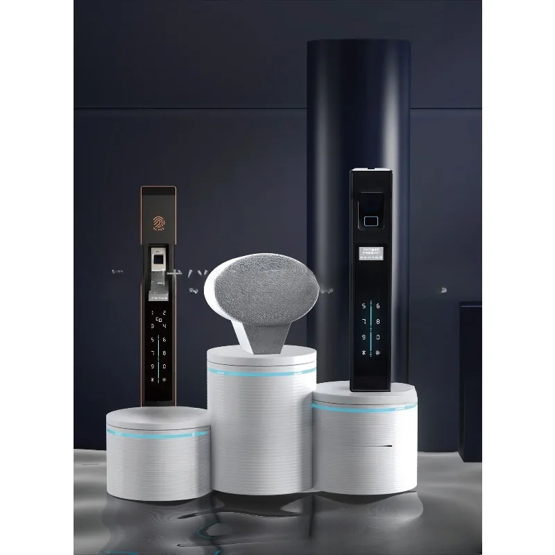 Office glass door fingerprint lock, shop single door double door free opening password swipe card key smart lock