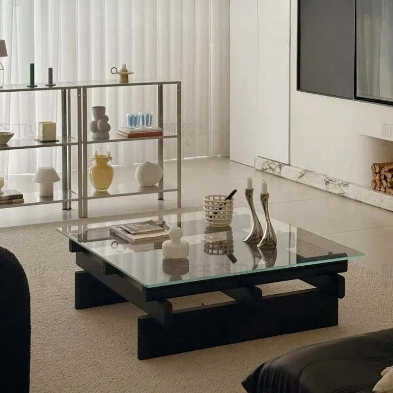 Transparent Glass Coffee Table Modern Decoration Living Room Nordic Coffee Table Cheap Space Saving Mesa Auxiliar Home Furniture