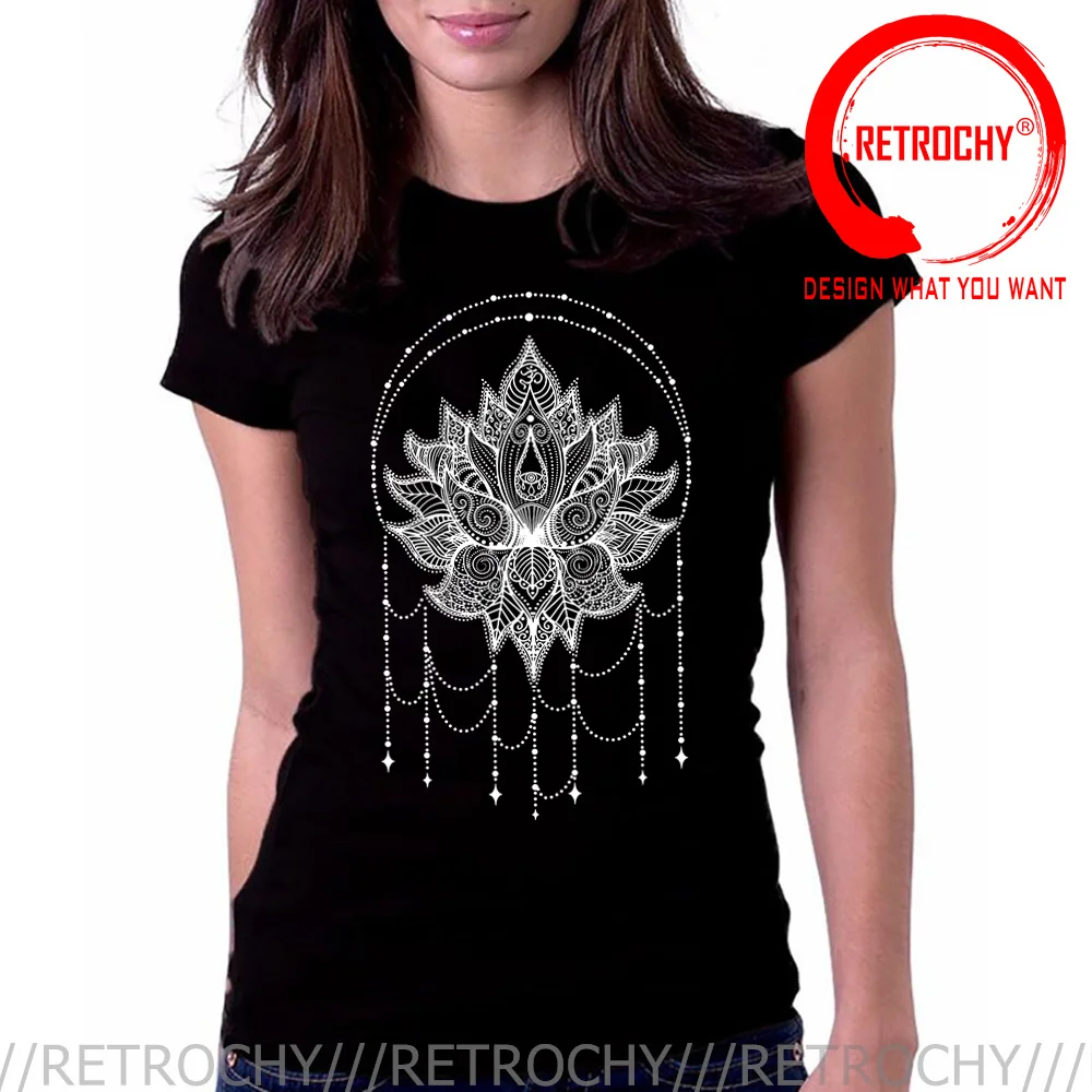 New Indian Lotus Flower Jewellery with Ornaments T Shirt women OMG Yoga T-Shirt Girl Slim Fit Style Tee Shirt Camiseta Masculina