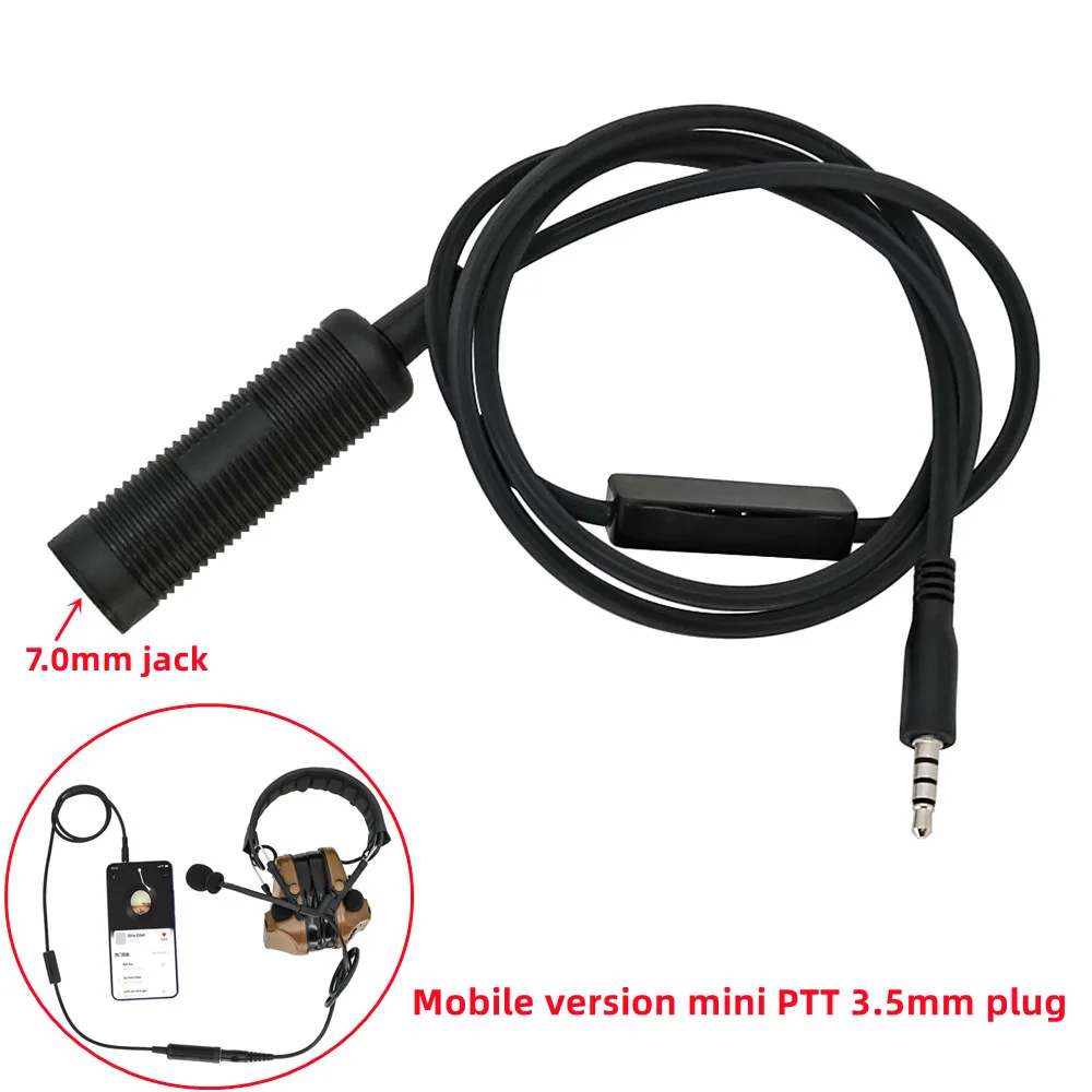 Mobile Phone Mini PTT Tactical Headset Accessories Mobile Phone Plug 3.5mm for MP3 Music Adapter Apple Samsung HTC Etc.