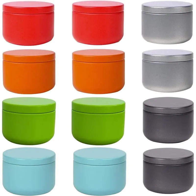 

ABHB-For Tea Coffee Spices Candy Crafts Mini Airtight Metal For Tea Tins 12 Pcs Food Storage Container Decorative Metal Canister