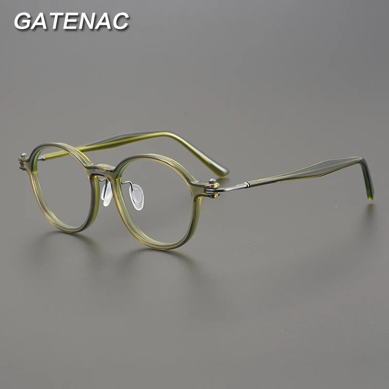 

Vintage Acetate Titanium Eyeglasses Frame Men Round Myopia Optical Prescription Glasses Frame Women Korea Luxury Brand Eyewear