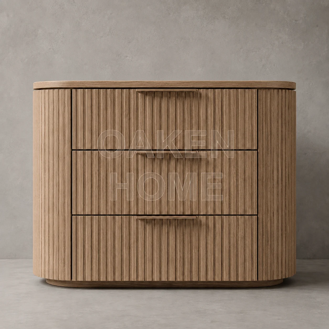 OAKEN Bedroom Wooden Bedside Table Customizable  3 Drawer for Bedroom Living Room Hotel or Home Bar Home Furniture