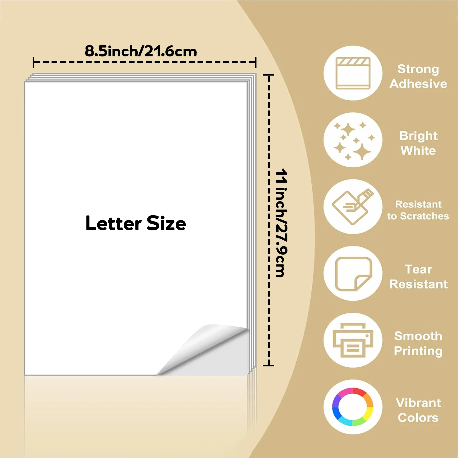 10 Sheets Glossy White Printable Vinyl Sticker Paper 8.5x11Inch Tear-Resistant Waterproof Inkjet Glossy Paper for Label Printing