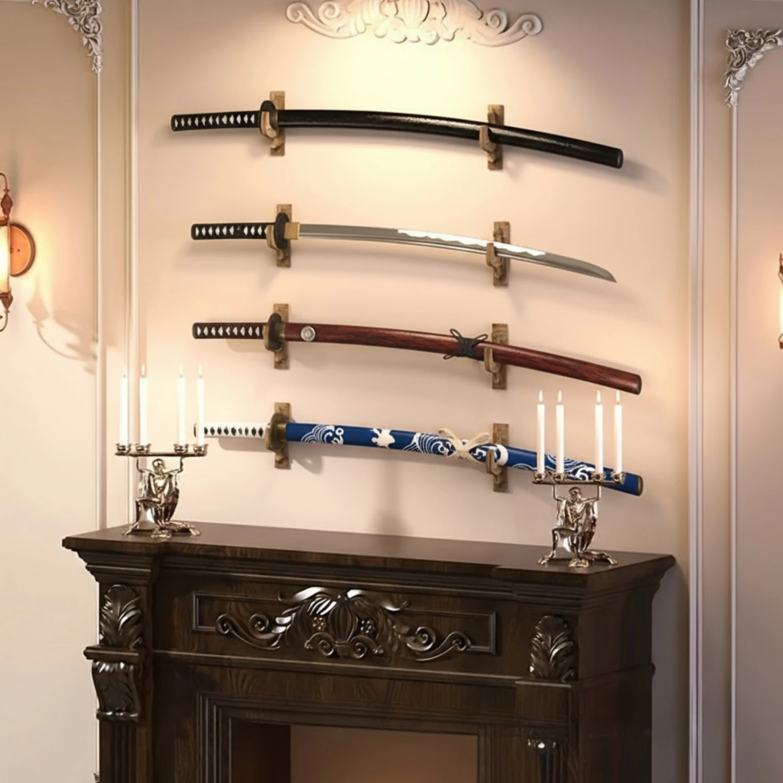 Wall Mounted Solid Wood Hunting Gun Brackets Gun Storage Bracket Sword Display Stand for Rifles Shotguns Swords Bows