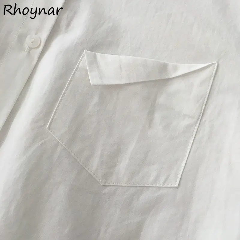 Shirts Women Spring Pure Color Single Breasted All-match Cropped Simple Design Fashion College Street Wear Ladies Casual Hot New