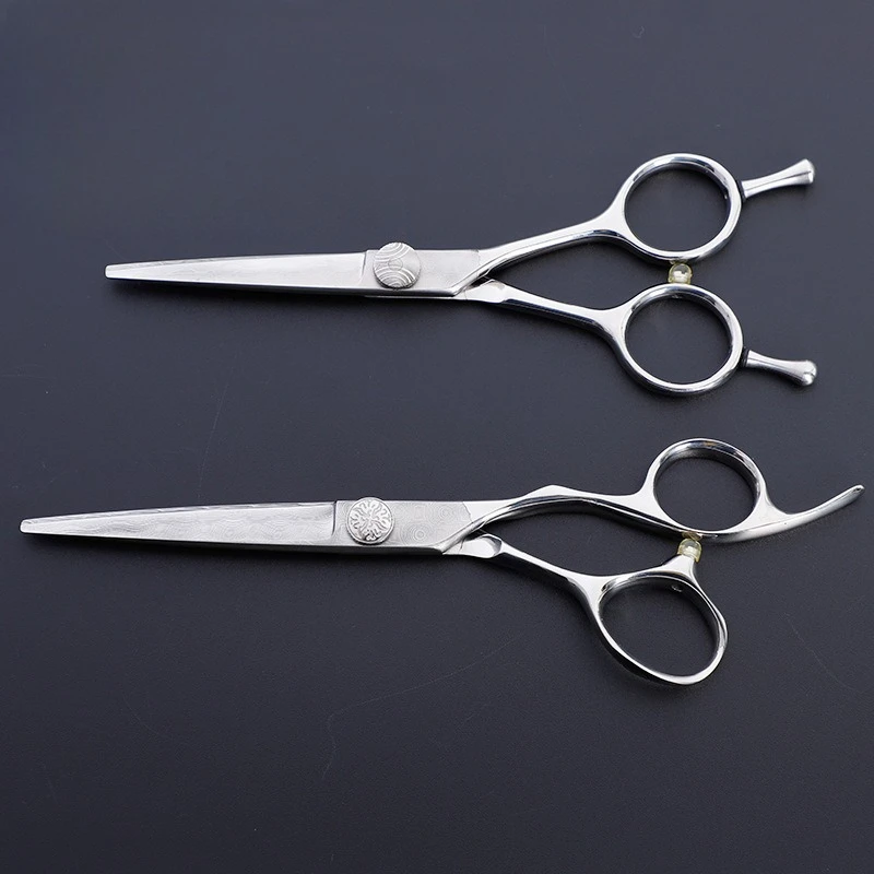 Damascus Hair Scissors, Professional Barber Shears, Straight and Thinning, High Quality Stainless Steel, for Salon and Home Use