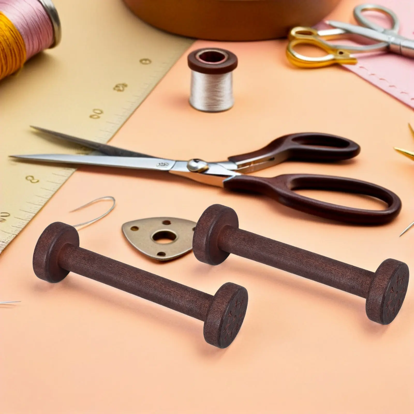 5Pcs Vintage Wooden Spools for Crafts Unfinished Rustic Thread Bobbins Hand-Polished Natural Wood Cord Elastic Jewelry Yarn view 3
