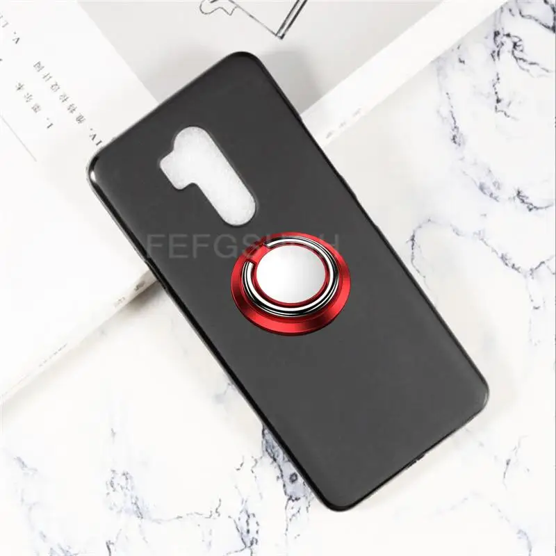 For LG G7 ThinQ G710EM G710PM G710VMP G710ULM G710EAW Back Ring Holder Bracket TPU Soft Silicone protect Case Anti falling shell