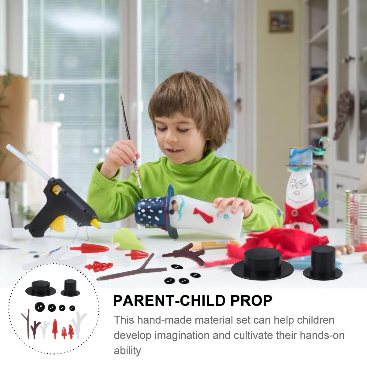 DIY Christmas Ornament Kit Snowman Material Set for Children Creative Craft Activity Develops Manual Dexterity Festive Holiday