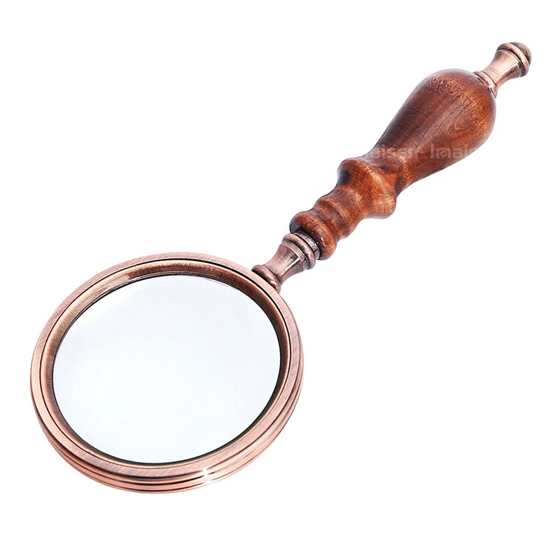 

ZC1-Metallic Wooden Handle Vintage Reading Magnifier High-end Handheld Optical Glass Magnifying Glass, Bronze 10x Magnifier