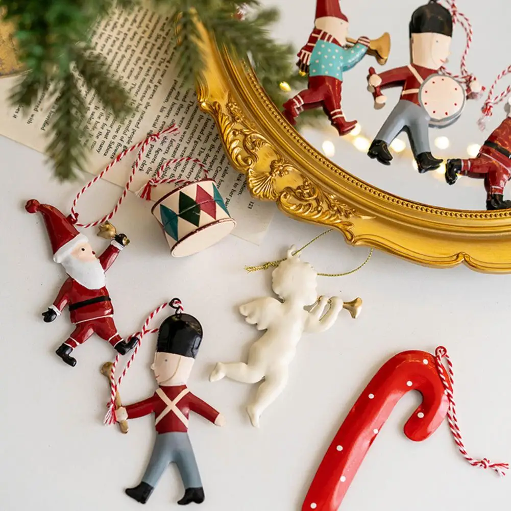 Christmas Pendant Exquisite Santa Claus Soldier Angel Shape Xmas Tree Hanging Ornaments for Festive Decoration