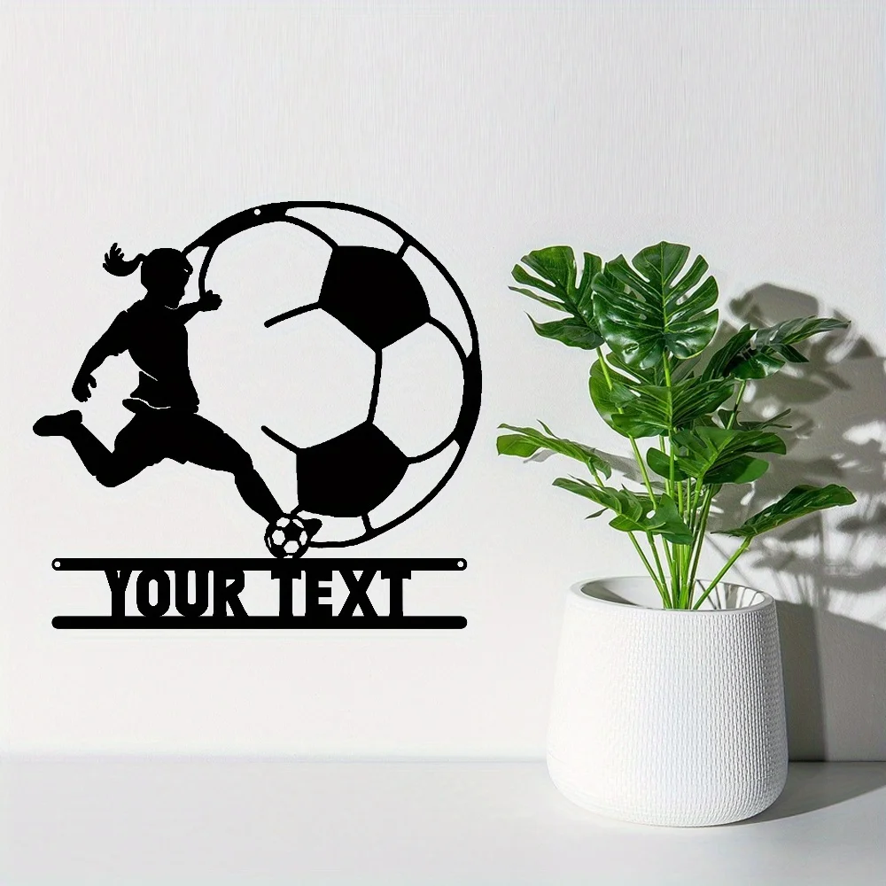 Custom Soccer Metal Wall Art Laser Cut Name Plaque Indoor Outdoor Sports Gift Dynamic Rustic Iron Hanging Home Sign