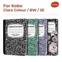 Twosheep 6-inch Case for Kobo Clara BW Clara Colour Clara 2E TPU Magnetic Flip Auto Wake Sleep TPU soft Cover Composition Book