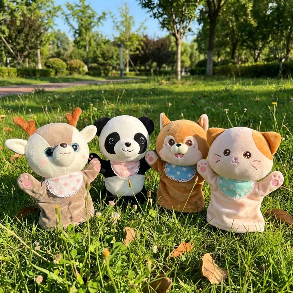 Stuffed Animal Hand Puppet Firewood Dog Role-Playing Firewood Dog Finger Puppet Cartoon Cat Hand Finger Story Puppet