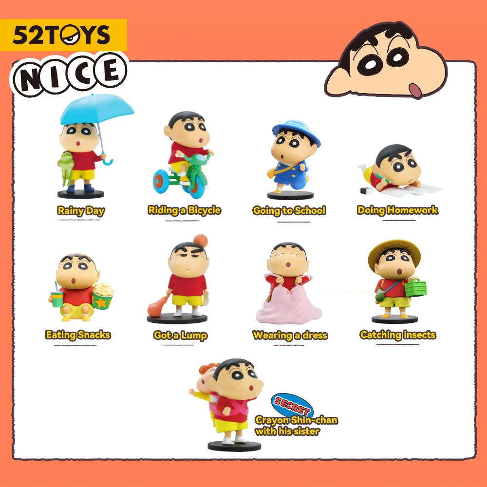 52TOYS Blind Box Crayon Shin-chan Daily Life Series 3, Mystery Box, Anime Cute Random Figure Collectible Toy Desktop Decoration