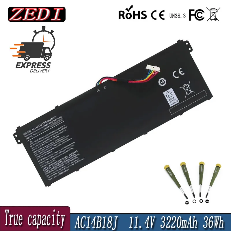 Original AC14B18J AC14B13J Laptop Battery for Acer Aspire E3-111 E3-112 E3-112M ES1-531 MS2394 B115-MP EX2519 N15Q3 N15W4 11.4V