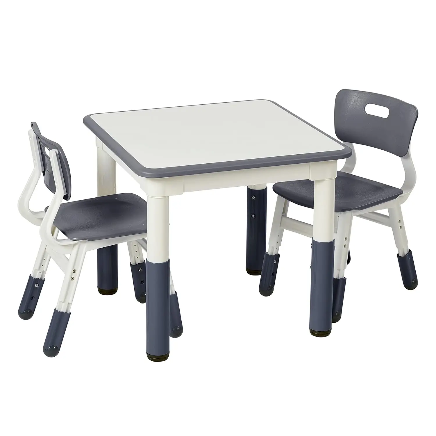 

Adjustable Kids Dry-Erase Activity Table with 2 Chairs, Grey Furniture Set for Creative Play