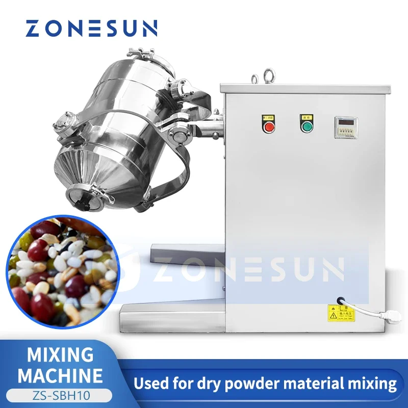 ZONESUN 3D Mixers Dry Powder Mixing Machine Pigment Fertilizer Grains Blender Food Chemical Pretreatment Equipment ZS-SBH10