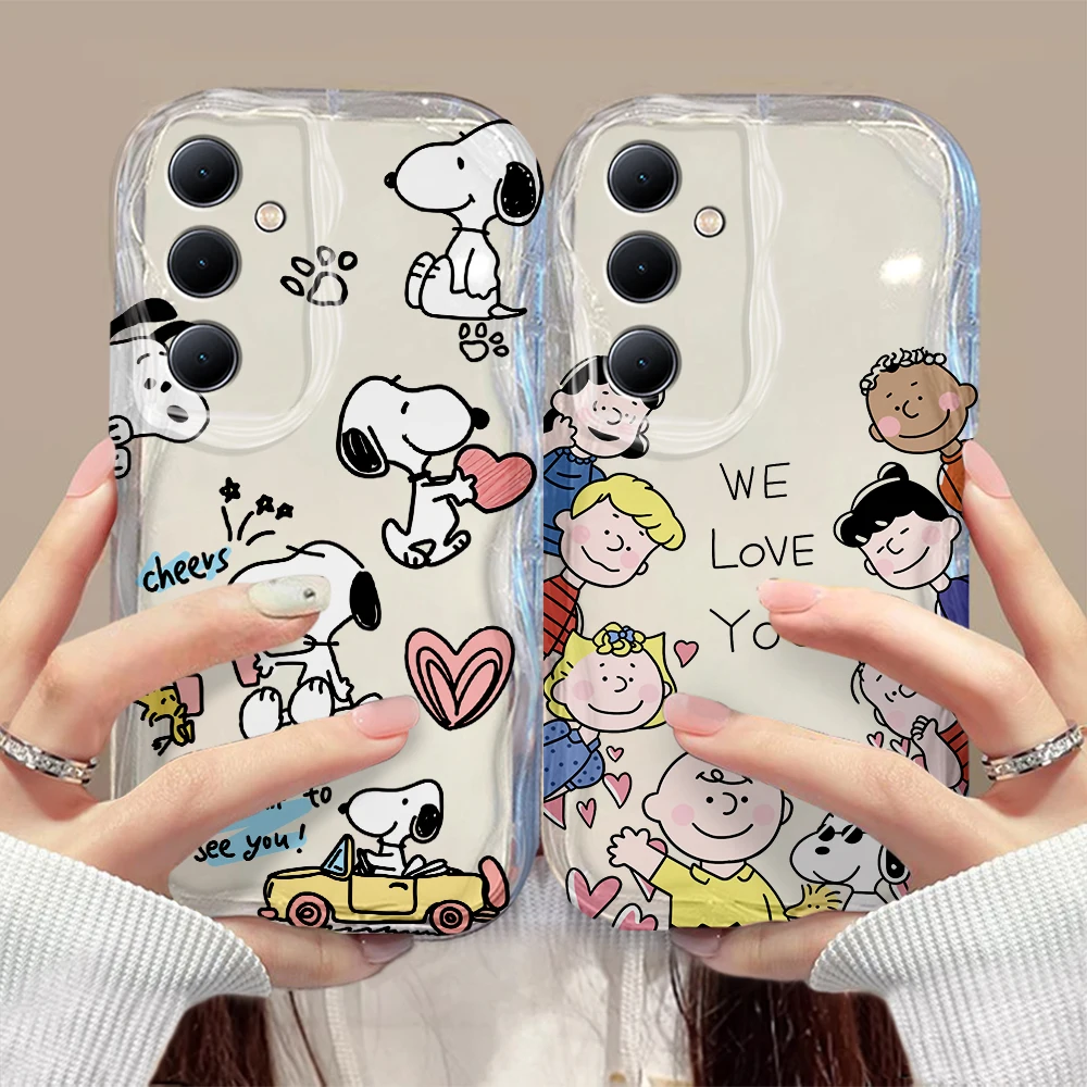 Cute Anime Snoopys 3D Wave Case For Xiaomi Redmi 13C 12 12C 10 10C 9 9C A1 A2 K50 K40 Note 13 12 11 10 Pro Plus 4G 5G Cover