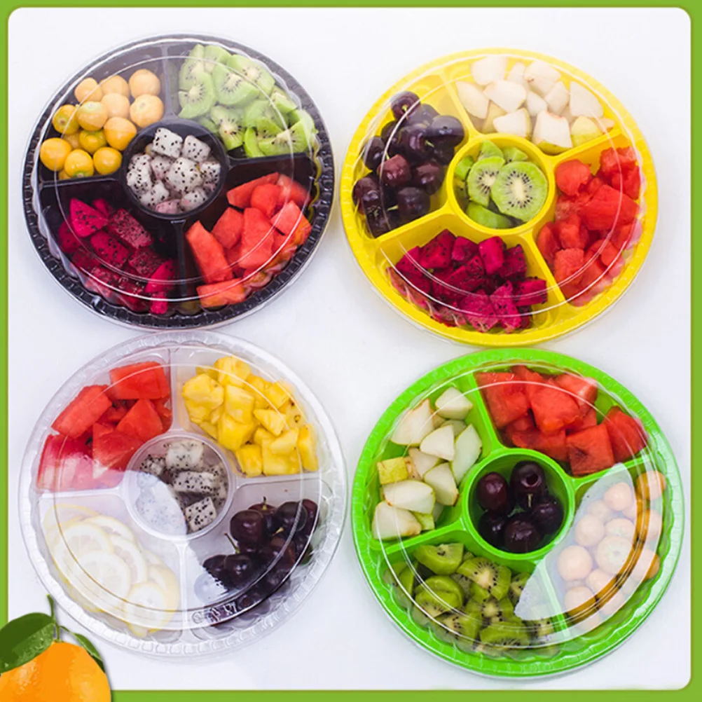 

10pcs Fruit Salad Containers Round Storage Lids Leak Proof Food Safe Strong Plastic Disposable