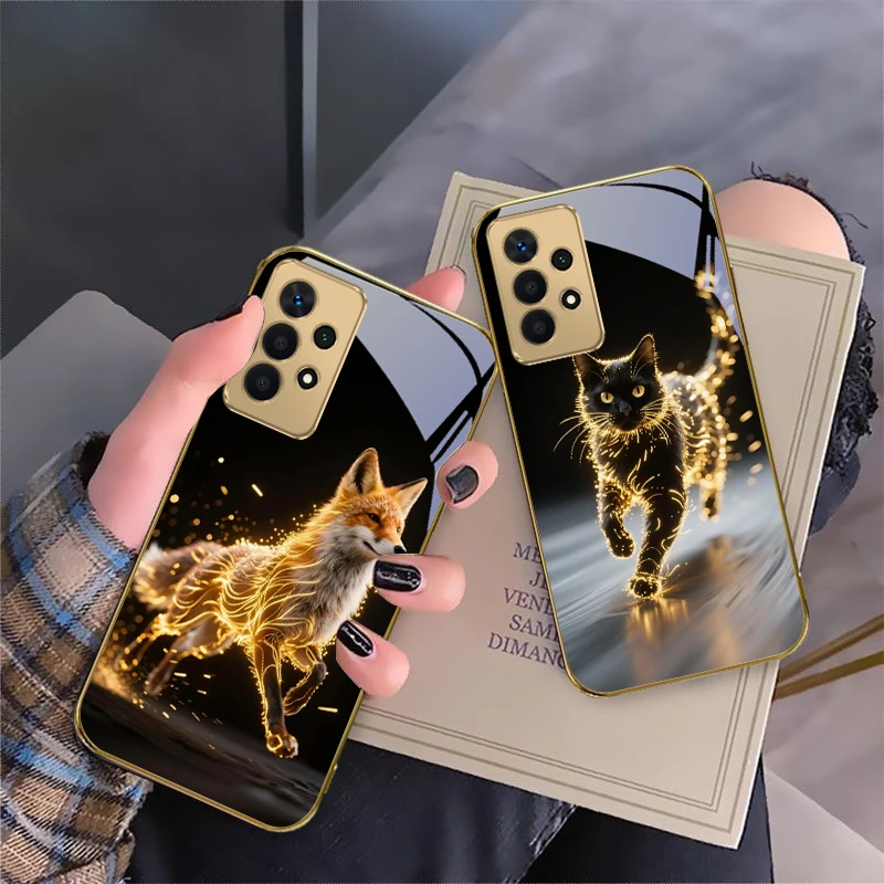 

The proud Huang Qilin For Samsung A 01 52S A04 A05S A10 A12 A13 22 23 24 36 42 M02 Note 10 20Ultra 8 9 Golden glass phone case