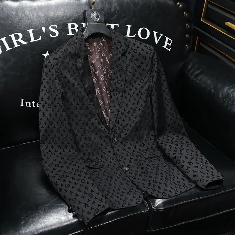 

202 New Style Suit Plus Size Men's Fashion Casual Printed Slim Fit Single Jacket