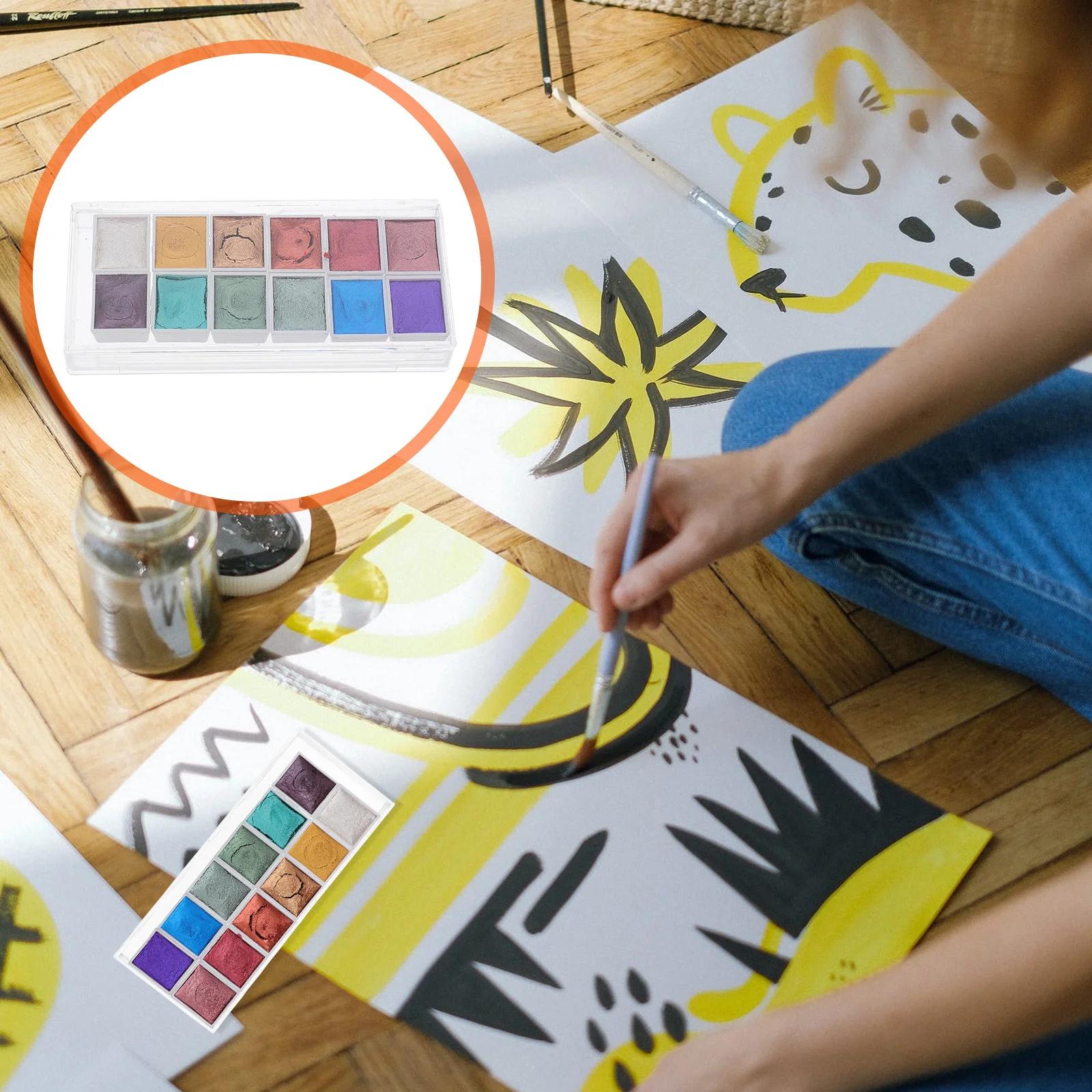 

Iron Box Watercolor Paint Set Lightweight Portable Solid Pigment For Travel Sketching Durable Practical Painting Supplies