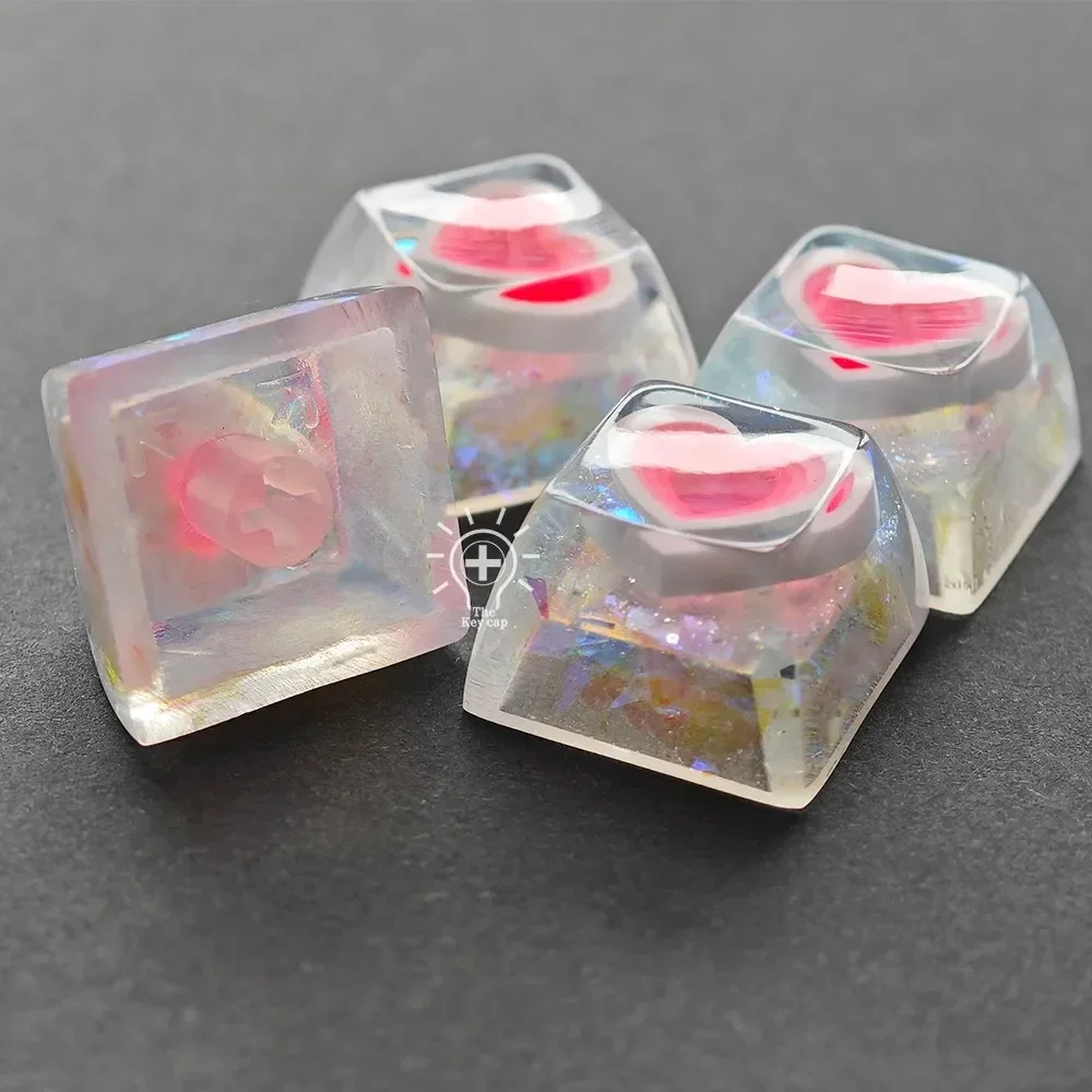 Mechanical keyboard love frozen heart Epoxy resin keycap personalized sa height MX cross hole light transmission luminous