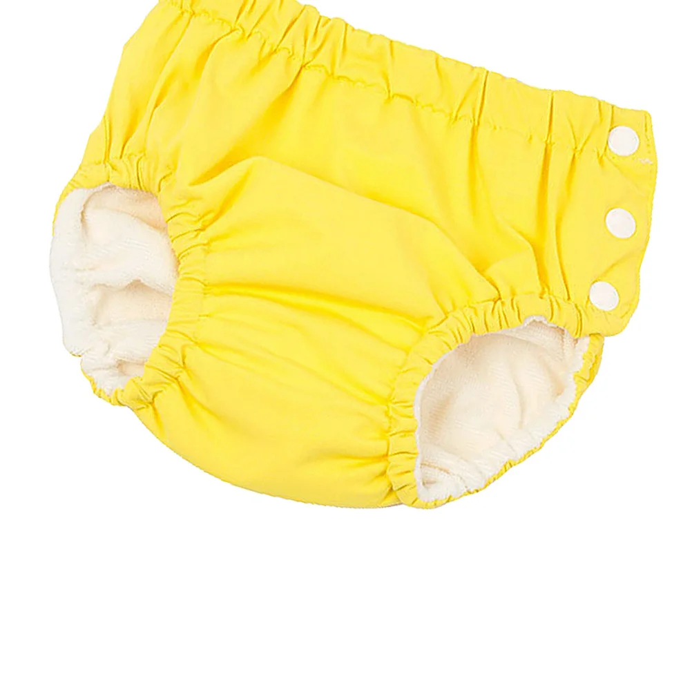 Waterdichte babybadbroek Verstelbare wasbare luierbroek Geel 90 cm Lekvrije babybadmode Wasbare luier