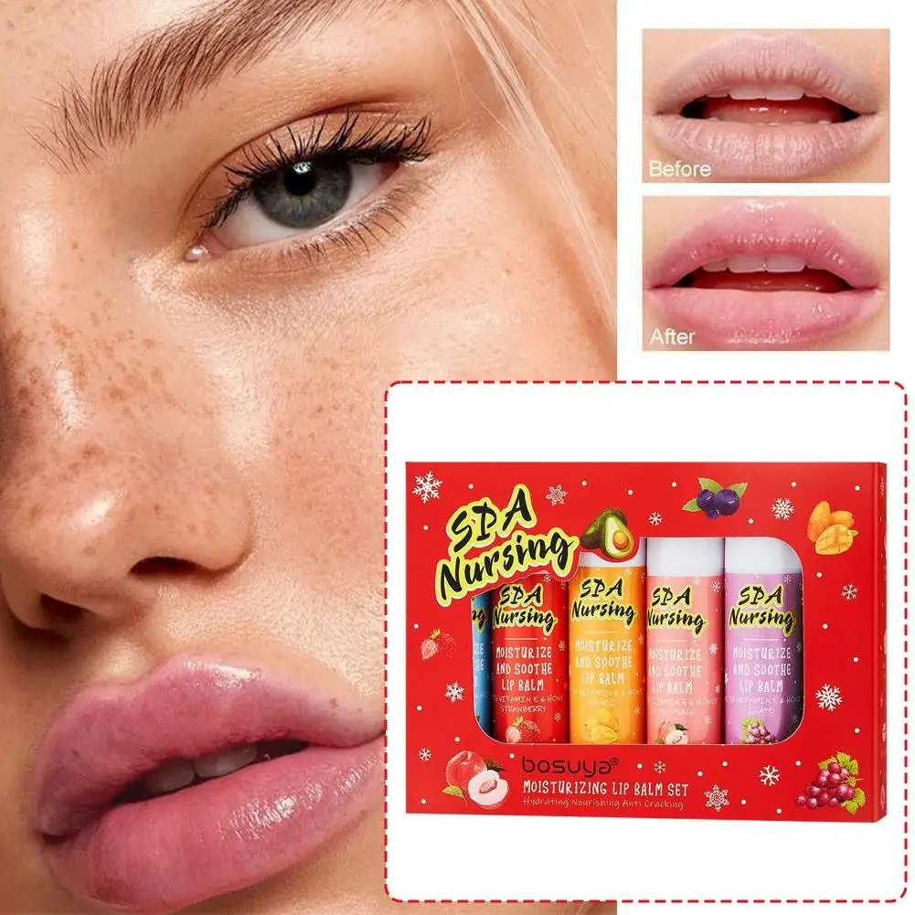 6pcs Christmas Lip Balm Set Fruity Moisturizing Lip Care Kit Hydrating Nourishing Anti-Cracking Lip Balm Gift Set For Women Men view 6