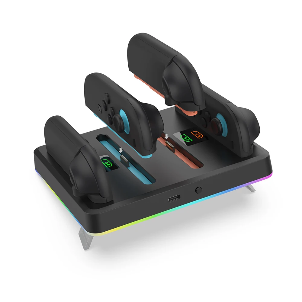 

For Nintendo Switch 2 Charging Dock Station RGB Light 4 In 1 Charging Stand 4 Joy Con Controllers Charging Station For Switch 2