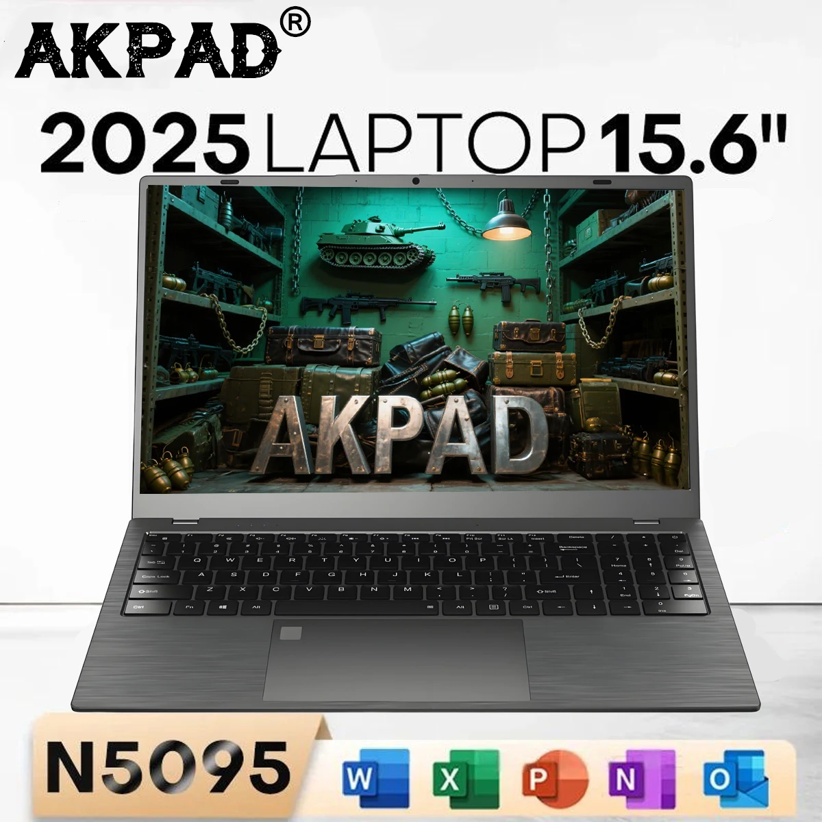 AKPAD 15.6-calowy ultracienki laptop IPS, RAM 16 GB, ROM 128 GB-2 TB SSD, procesor Intel N5095 11. generacji, Windows 11 Pro, WiFi 5G, stacja robocza, wysyłka globalna