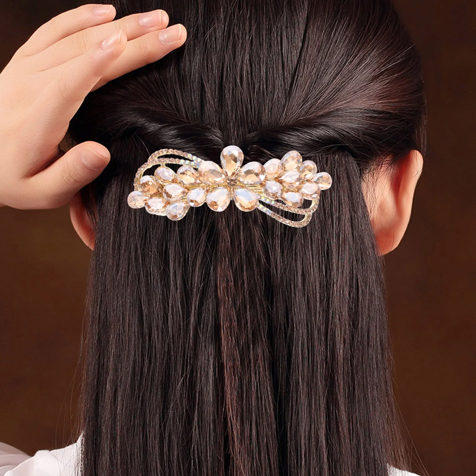 

Hair Clips Large Spring Hairpin for Women Pretty Girl Accessories Rhinestone Baby