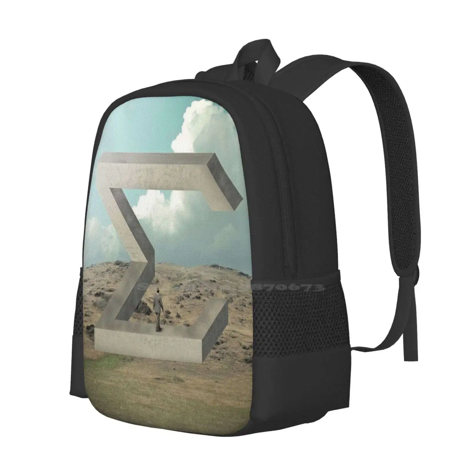 Betrag Hot Sale Schoolbag Backpack Fashion Bags Person Crowd Cover Imagination Man Surreal Clouds Stone Architecture