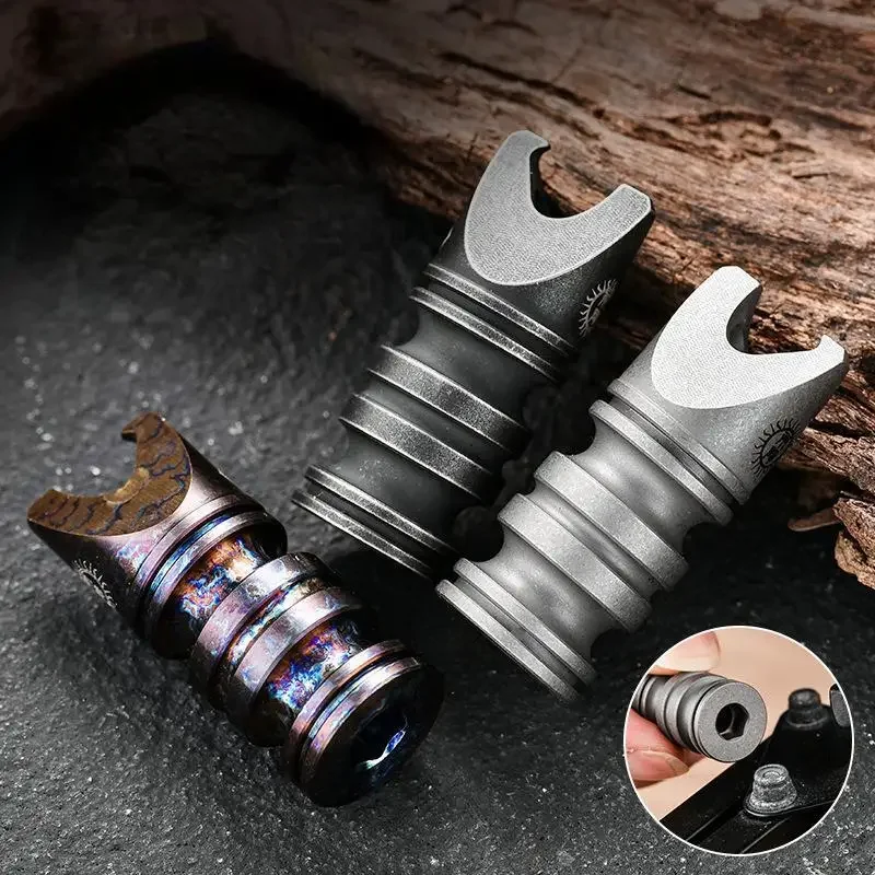 FEGVE EDC Titanium Multi Tool Bottle Opener Paracord Pendant Knife Bead Wrench Outdoor