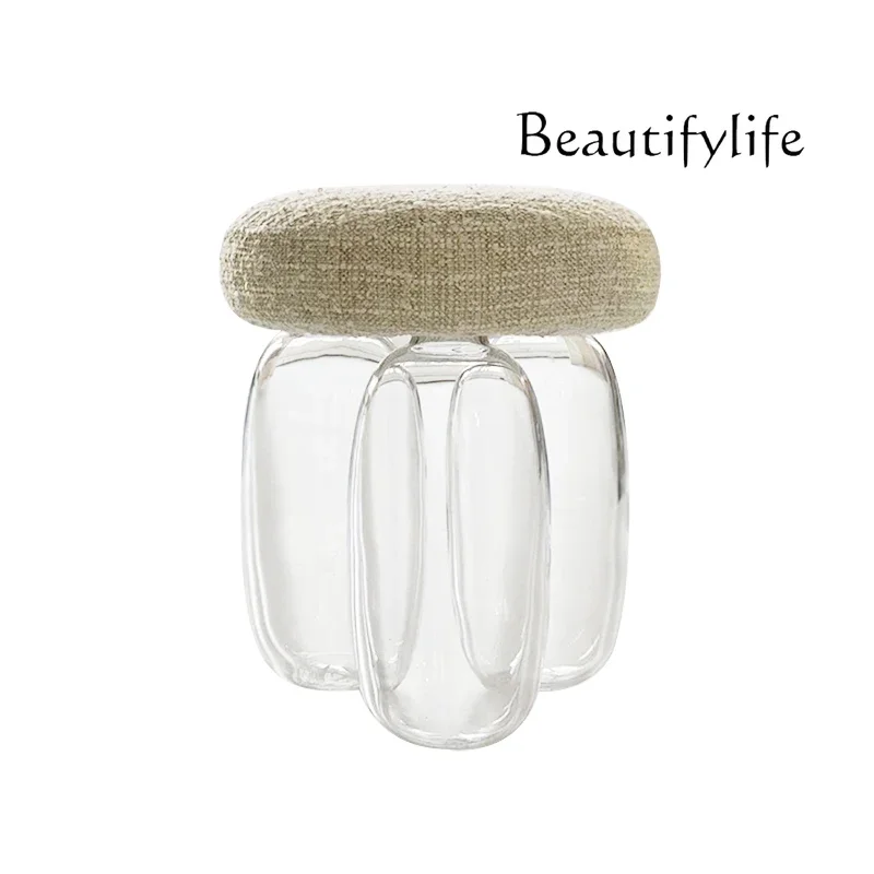 Yj Nordic Cream Style Creative Personalized Design Style Learning Glass Stool Pier Hotel Model Room Stool