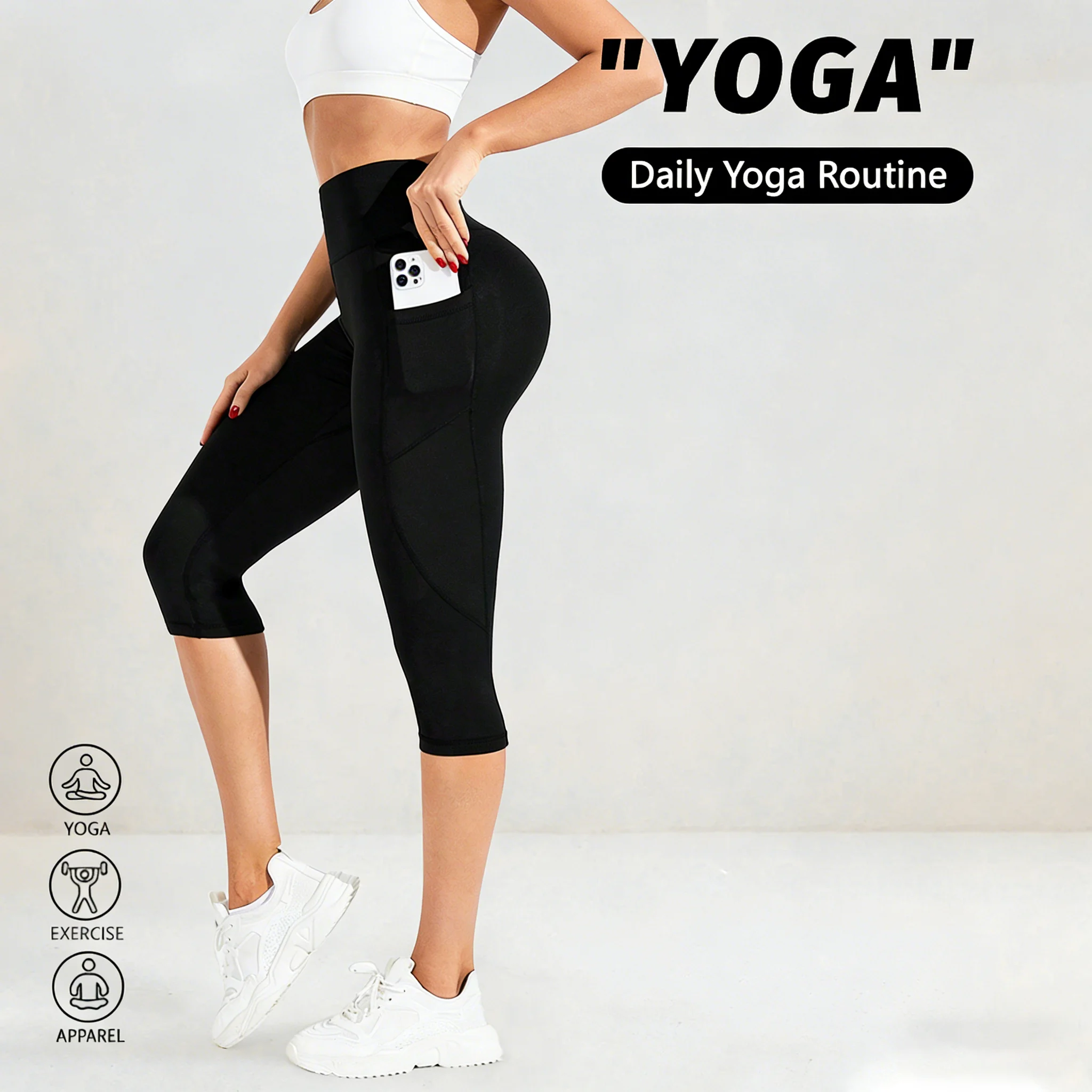 High Elastic Gym Leggings Women Yoga Pants High Waist Booty Lifting Leggings Pants Women With Pockets Sports Fitness Wear