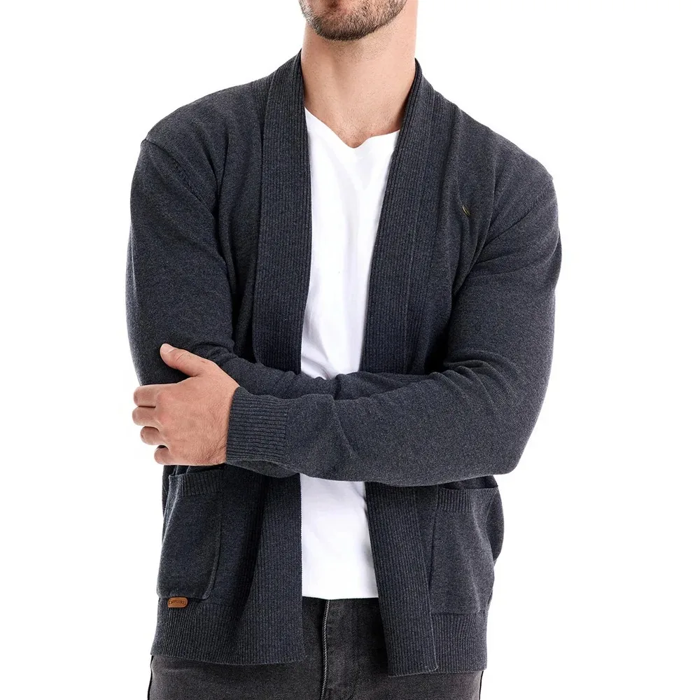 

Spring Autumn High Quality Men Casual Cardigan Sweater Pure Color Green Knitted Shirt Urban Style Long Sleeve V-Neck Cotton Top