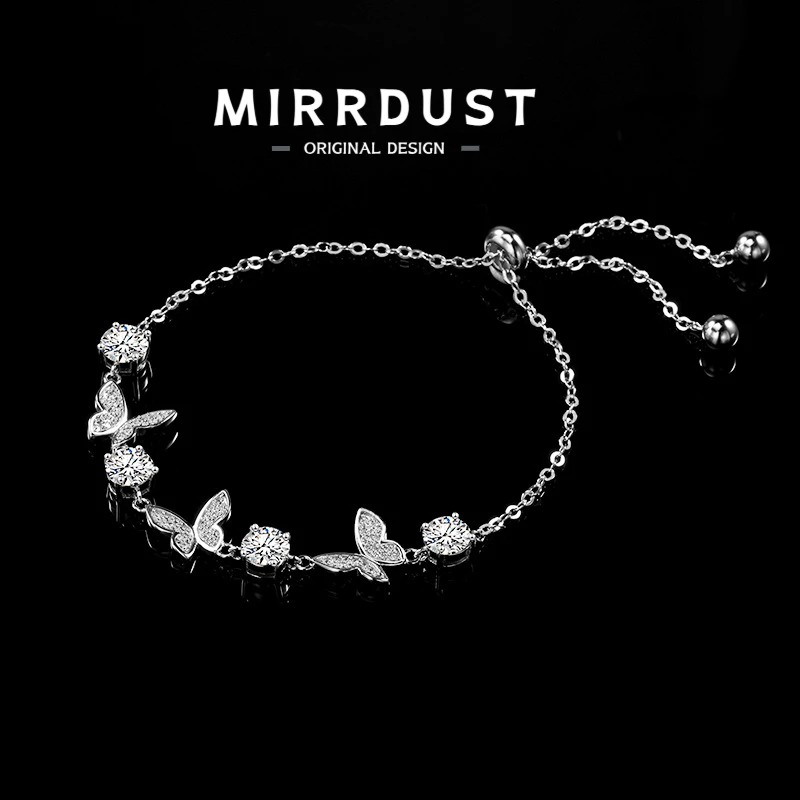 

【Mirrordust】Butterfly Shiness 925Silver 0.5ct Moissanite Exquisite Simple Versatile Adjustable Niche Bracelet
