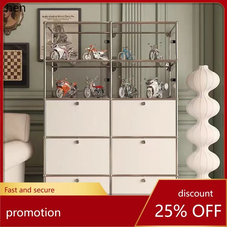 

LXC Decorative Cabinet Glass Storage Cabinet Living Room Household Storage Rack Multi-layer Storage Cabinet