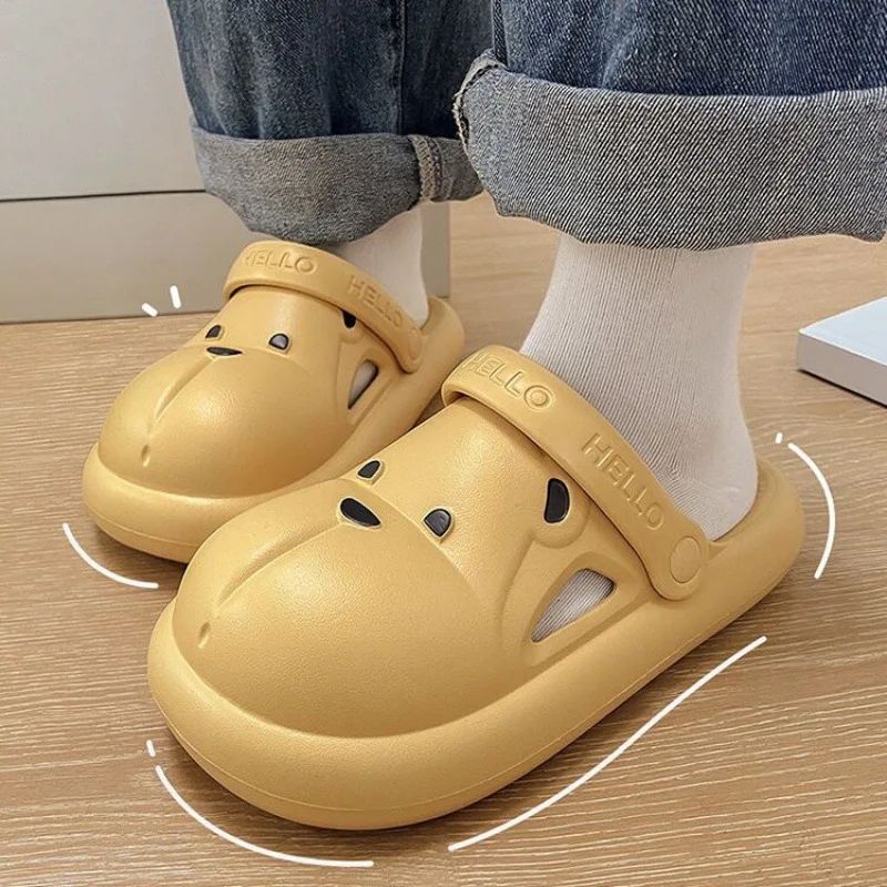 Cartoon Summer Couple Slippers Non-slip Soft Slides Soft Cute Bear Sandals 2024 Men And Women Casual Home Bathroom Beach Sandals