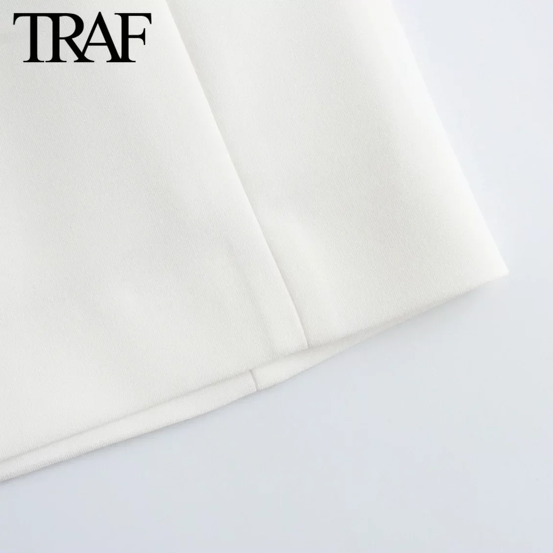 TRAF Fashion Clothing Sleeveless Back Zip Square Collar White Dress for Women Summer New French Chic Female Birthday Evening