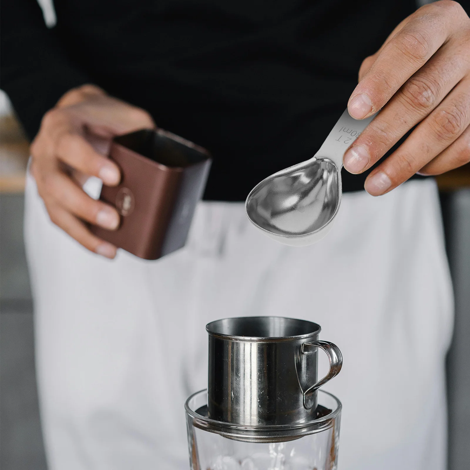 

2Pcs Stainless Steel Coffee Measuring Spoon 30ml Capacity Baking Brewing Kitchen Tool Multifunctional Short Handle