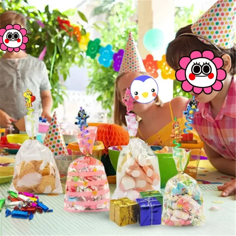 Elch Kawaii Bluey Familie Cartoon Kreative Stroh Zubehör Party Hause Niedlichen Tier Thema Bunte Strohhalme Bluey Und Seine Freunde