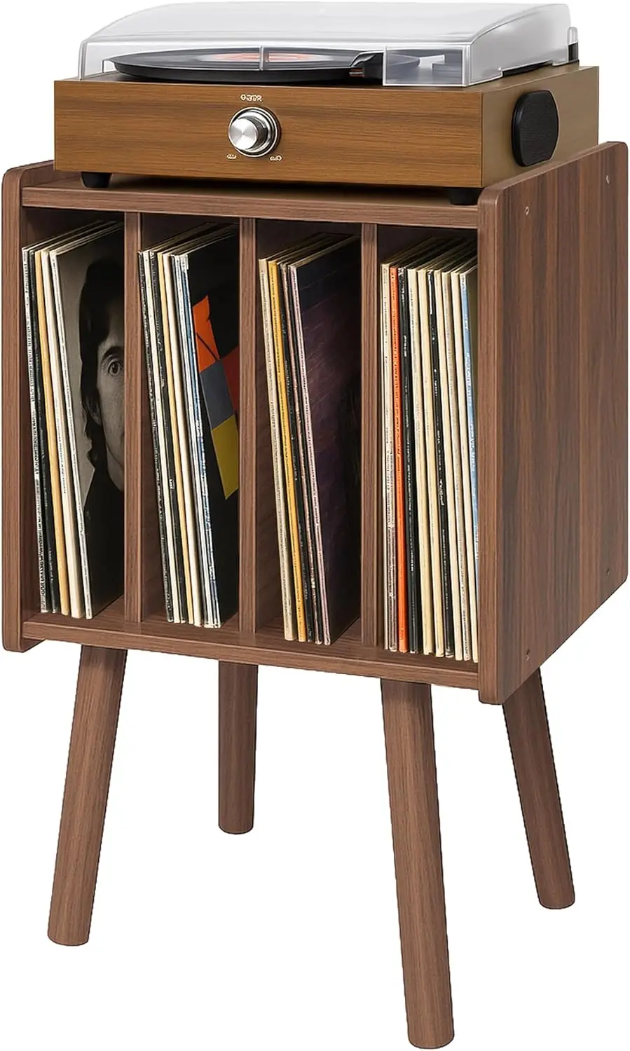 

Record Player Stand, Vinyl Record Storage Table with 4 Cabinet, Mid Century Modern Turntable Stand, Organizer Vinyl Tabl